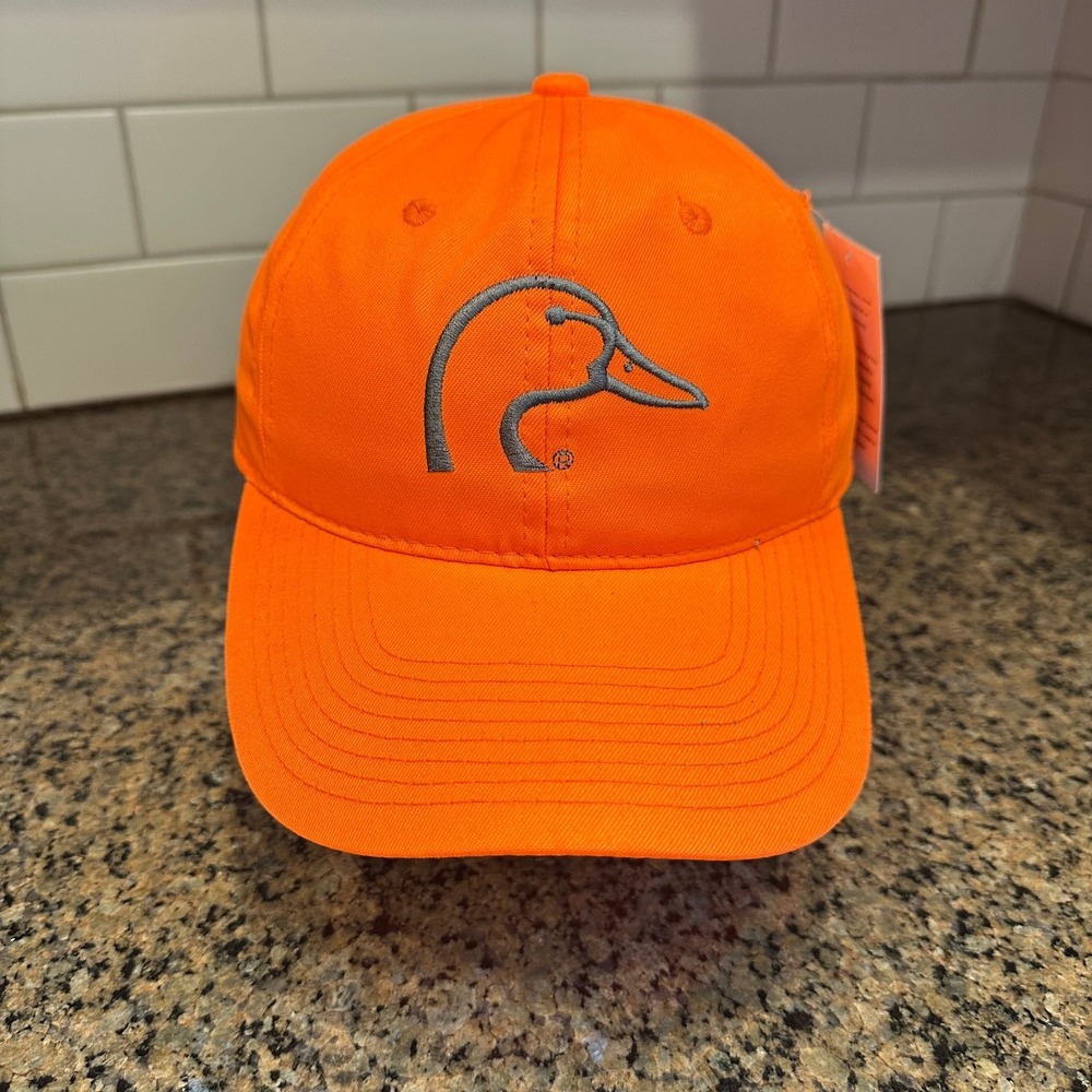 Ducks Unlimited Hunting Hat Adjustable Orange Duck Logo New